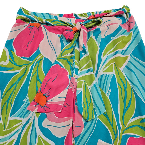 Ashely Stewart Pant Set Womens 18 20 Floral Wide Leg Blue Pink High Rise - Picture 7 of 16